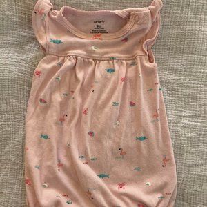Carter's girls summer romper, 9 months, pink flamingo, alligator print